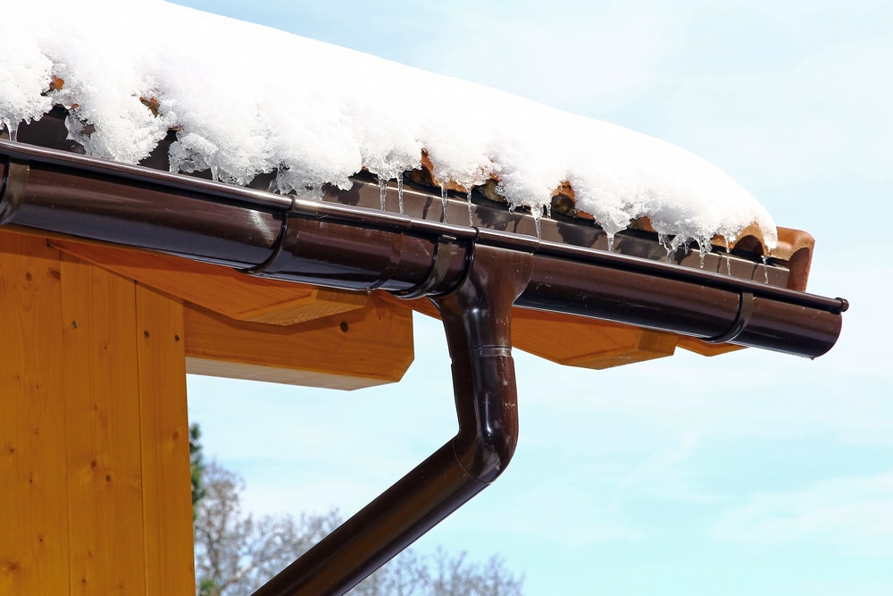 a gutter after winter